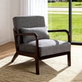 thumbnail image 1 of OTONIPU Mid Century Modern Accent Chair with Wood Frame and Lumbar Pillow, Gray Armchair for Modern Home, Reading Corner, 1 of 6