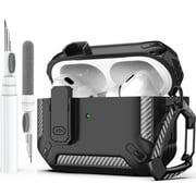OTOPO for AirPods Pro 2nd/1st Generation Case Cover with Cleaner Kit, Military Hard Shell Protective Armor with Lock for AirPod Pro Gen 2 Charging Case 2023/2022/2019 Front LED Visible - Black