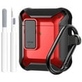 thumbnail image 1 of OTOPO for Airpods 2nd 1st Generation Case Men Lock with Cleaner Kit, Rugged AirPod 2/1 Gen Protective Hard Cover Shockproof Skin Boys Women with Keychain for Apple iPods 2nd/1st Cases, Black/Red, 1 of 7