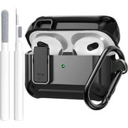 Airpods الجيل الثالث مع قفل وتنظيف كيت ، OTOPO Rugged Shockproof Airpod 3 غطاء واقي للرجال النساء لـ Apple Airpod الجيل الثالث حالة 2021 ، أسود