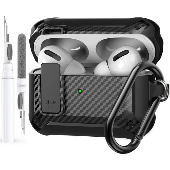 OTOPO for Airpods Pro 3 Case with Lock Clip, Rugged Apple Airpod Pro 3rd Generation Cover 2025 Men Women, Armor Shockproof iPod Pro3 Gen Protective Hard Shell with Carabiner&Cleaner kit, CF Black