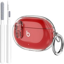OTOPO for Beats Studio Buds/Buds + Clear Case with Lock 2021/2023, Soft Transparent TPU Protective Cover Skin with Cleaner Pen & Keychain Women Men for Beat Studio Buds/Buds Plus Earbuds - Clear