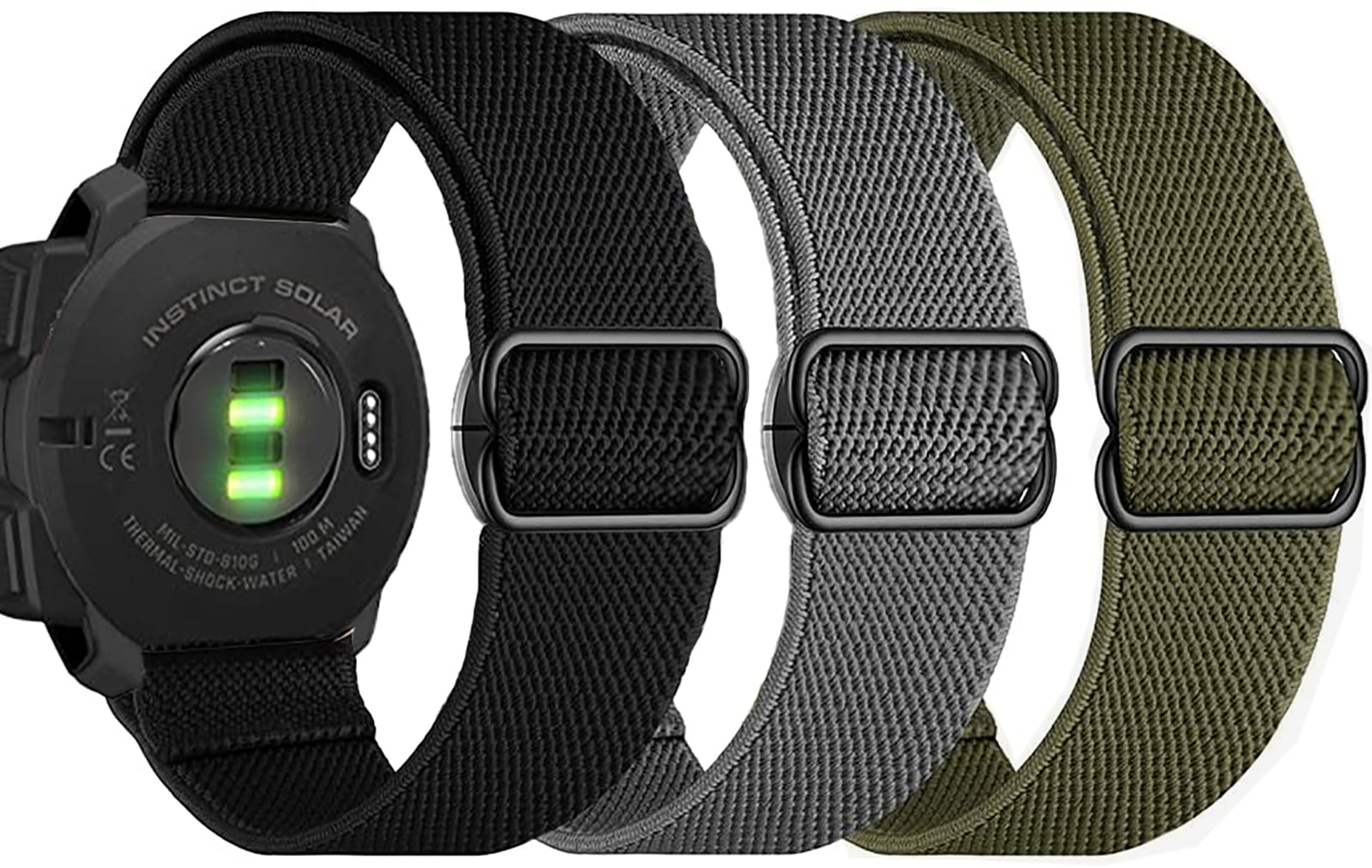 OTOPO Garmin Instinct 2 Solar Watch Bands 22mm Soft Elastic Stretchy Nylon Wristband Replacement Strap Men Women for Garmin Instinct Tactical Esports Solar Tide 3 Pack Walmart