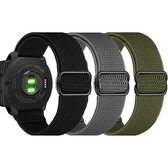 OTOPO Garmin Instinct/2 Solar Watch Bands, 22mm Soft Elastic Stretchy Nylon Wristband Replacement Strap Men Women for Garmin Instinct Tactical/Esports/Solar/Tide, 3 Pack