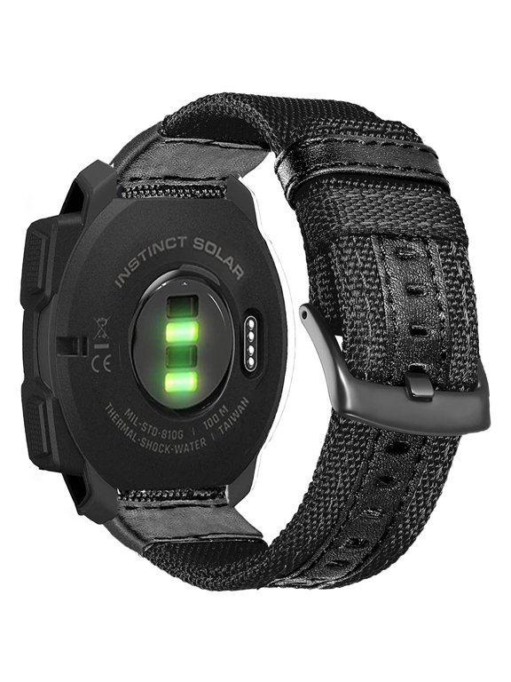 Garmin Instinct/Instinct 2 Solar Watch Bands, 22mm Military Nylon Durable Fabric Sport Strap Replacement Wristband for Garmin Instinct Tactical/Esports/Tide/Instinct Solar, Black