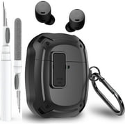 OTOPO for Google Pixel Buds Pro 2/Pro Case Cover with Lock Clip & Cleaner Pen 2024/2022, Shockproof Protective Hard Shell Skin with Carabiner Men Women - Black