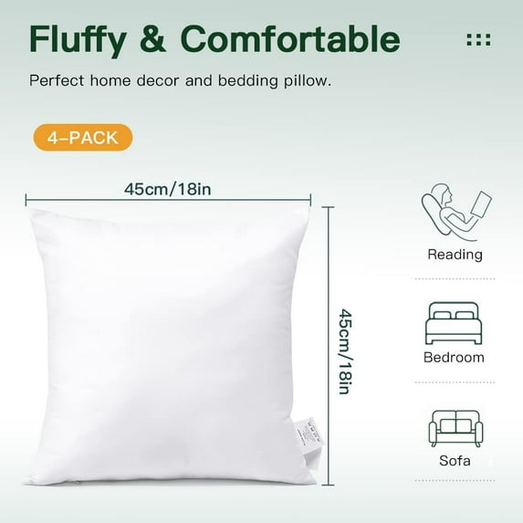 OTOSTAR 12” x 20” White Soft Fluffy Polyester Decorative Pillow Inserts, Hypoallergenic (2 Count)