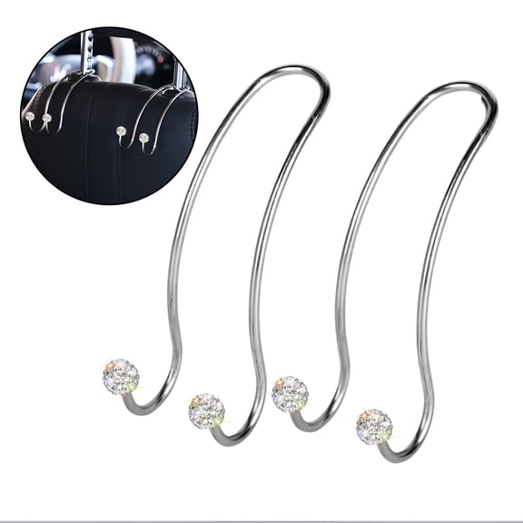 OTOSTAR Auto Hooks Bling Car Hangers Organizer Seat Headrest Hooks Strong and Durable Backseat Hanger Storage Universal for SUV Truck Vehicle 2 Pack (White)