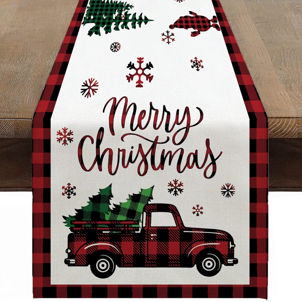 OTOSTAR Christmas Table Runner YPF5 13x72 Inch Red Truck Table Runners