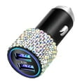thumbnail image 1 of Otostar Dual USB Car Charger, 4.8A Output, Bling Crystal Diamond Car Decorations Accessories Fast Charging Adapter for iPhones Android iOS, Samsung Galaxy, LG, Nexus, HTC (AB) C64, 1 of 8