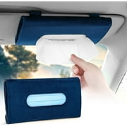 OTOSTAR Tissue Holder Box Mask Holder for Car, Soft Velvet Car Visor Tissue Holder Napkin Holder, Backseat Tissue Case Holder for Car, Vehicle (Navy Blue)