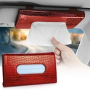 OTOSTAR Tissue Holder Box Mask Holder for Car, PU Leather Car Visor Tissue Holder Napkin Holder, Backseat Tissue Case Holder for Car, Vehicle (Red)
