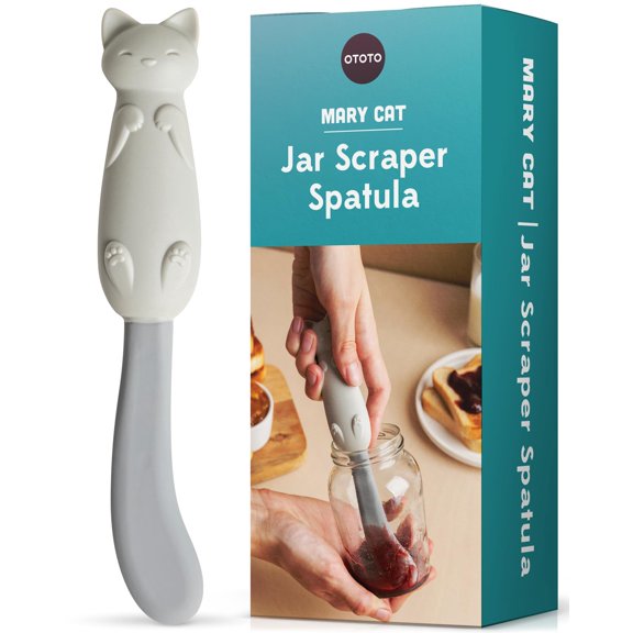 OTOTO Jar Scraper Spatula - Silicone Scraper, Cute Kitchen Accessories, Unique Fun Cooking Kitchen Gadgets for Foodies - BPA-free & 100% Food Safe (Mary Cat) C3