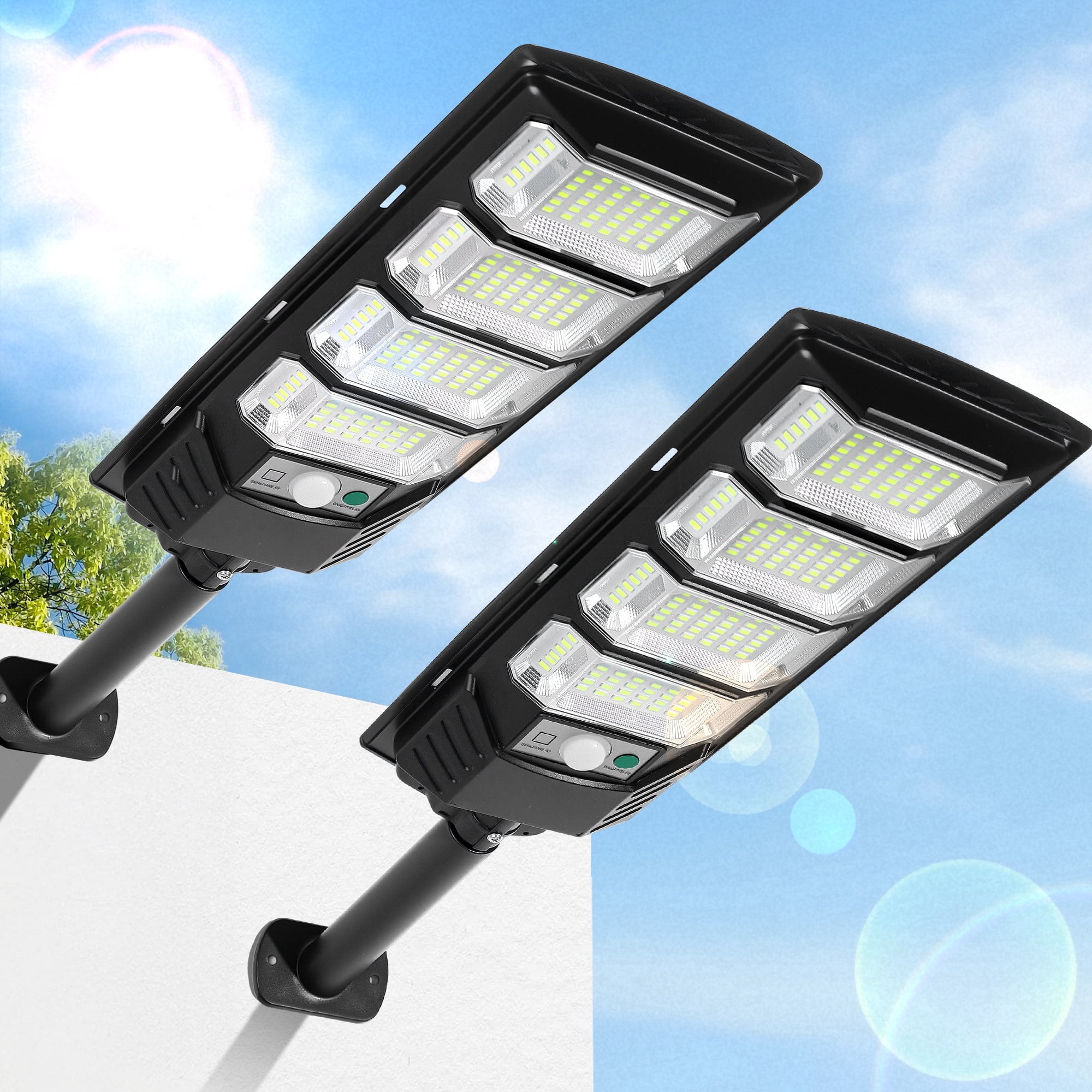 OTROAD Solar Street Lights Outdoor Waterproof with Motion Sensor, Flood Security Light with Remote Control Dusk to Dawn Commercial Lighting for Yard Path