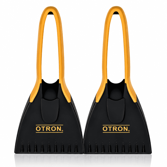 OTRON Heavy Duty Ice Scraper for Car Windshield, 2 Pack, 8.1-Inch Compact Design with Patented Ice Chippers