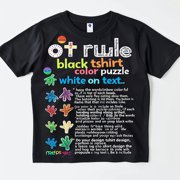 OTRoles Rainbow Puzzle Pieces Hands Beads Black TShirt Kids Playtime Icons Motivational Quotes Front View