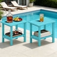 thumbnail image 1 of OTSUN Adirondack Outdoor Side Table Set of 2, 16" HDPE Patio Side Table with Shelf, Weather Resistant Easy Maintenance for Backyard Pool Porch Garden & Lawn, 1 of 11
