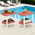 thumbnail image 1 of OTSUN Adirondack Outdoor Side Table Set of 2, 16" HDPE Patio Side Table with Shelf, Weather Resistant Easy Maintenance for Backyard Pool Porch Garden & Lawn, 1 of 8