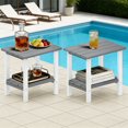 thumbnail image 1 of OTSUN Adirondack Outdoor Side Table Set of 2, 16" HDPE Patio Side Table with Shelf, Weather Resistant Easy Maintenance for Backyard Pool Porch Garden & Lawn, 1 of 8