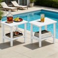 thumbnail image 1 of OTSUN Adirondack Outdoor Side Table Set of 2, 16" HDPE Patio Side Table with Shelf, Weather Resistant Easy Maintenance for Backyard Pool Porch Garden & Lawn, 1 of 8