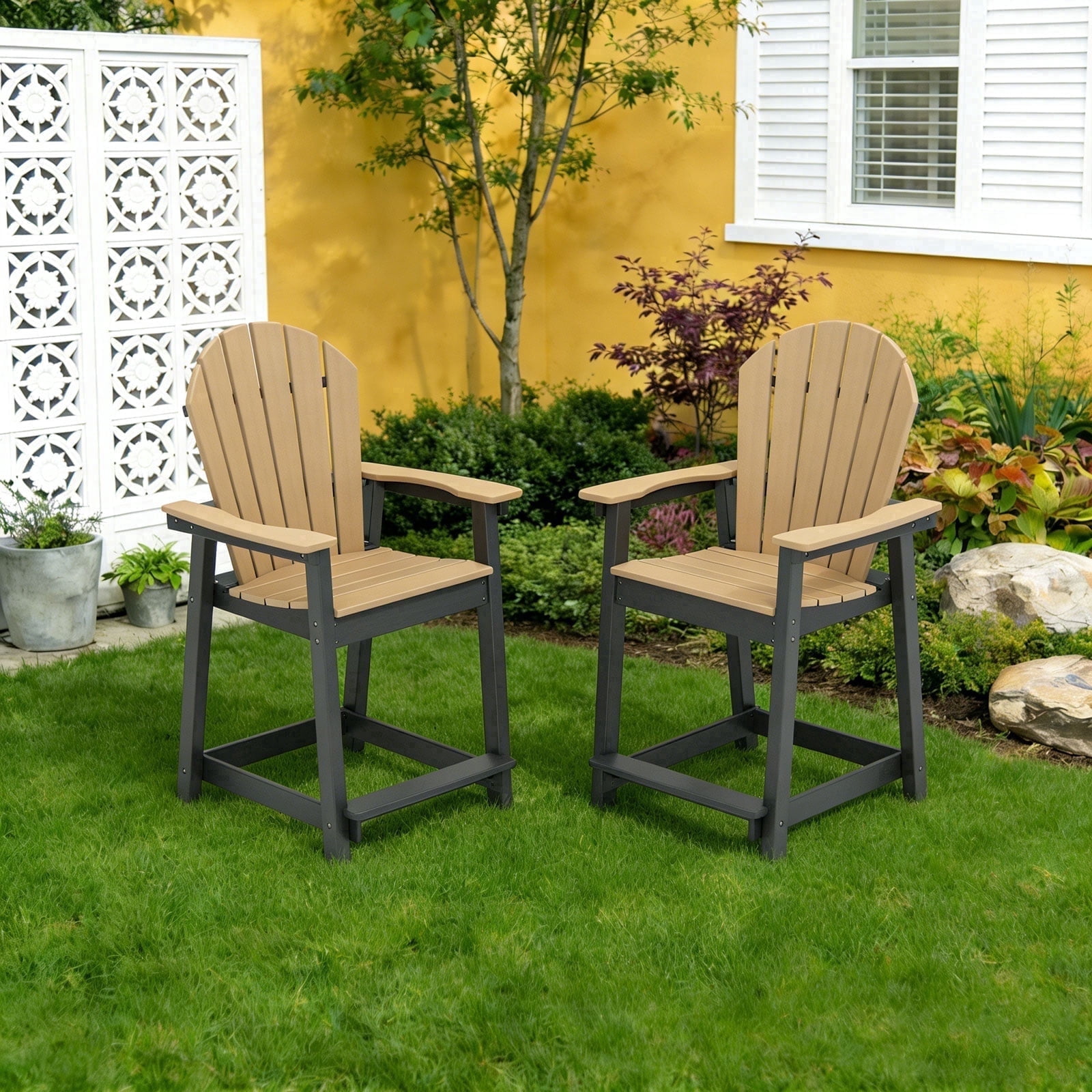 OTSUN Tall Modern Adirondack Chair, All Weather HDPE Bar Height Adirondack Stools Widened Durable Design for Porch Patio Yard Lawn Fire Pit Bistro Basement Indoors & Outdoors