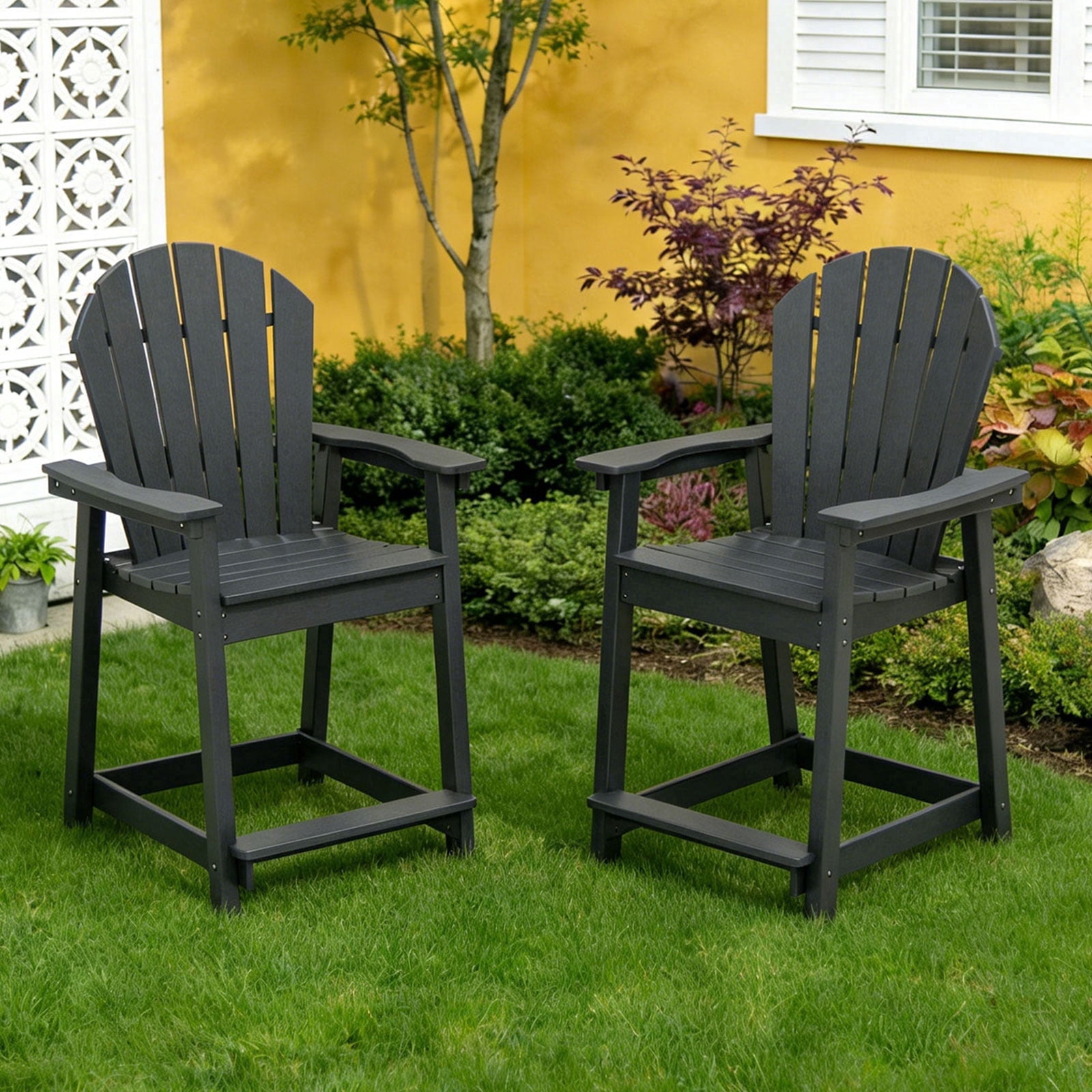 OTSUN Tall Modern Adirondack Chair, All Weather HDPE Bar Height Adirondack Stools Widened Durable Design for Porch Patio Yard Lawn Fire Pit Bistro Basement Indoors & Outdoors