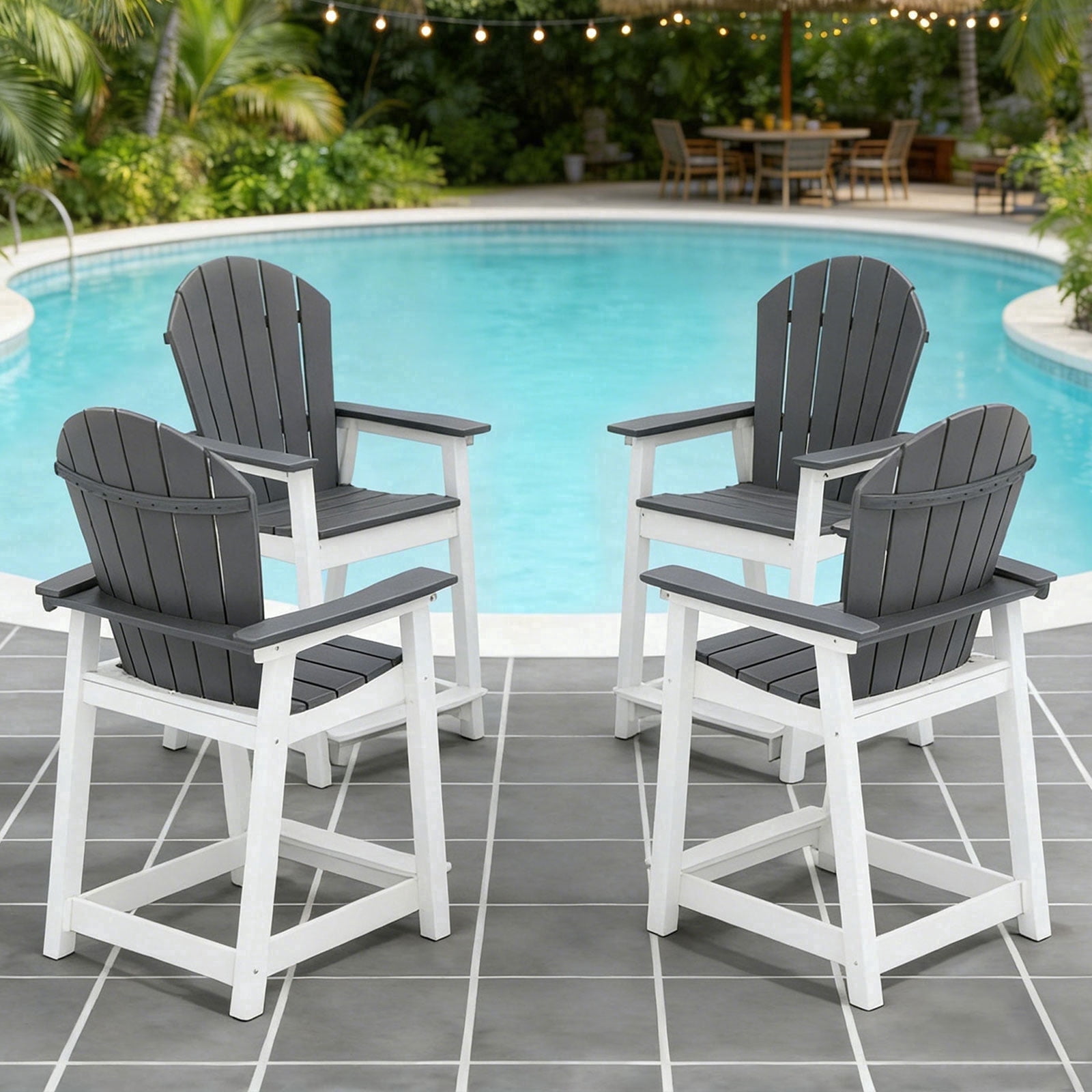 OTSUN Tall Modern Adirondack Chair, All Weather HDPE Bar Height Adirondack Stools Two-Color Widened Durable Design for Porch Patio Yard Lawn Fire Pit Bistro Basement Indoors & Outdoors