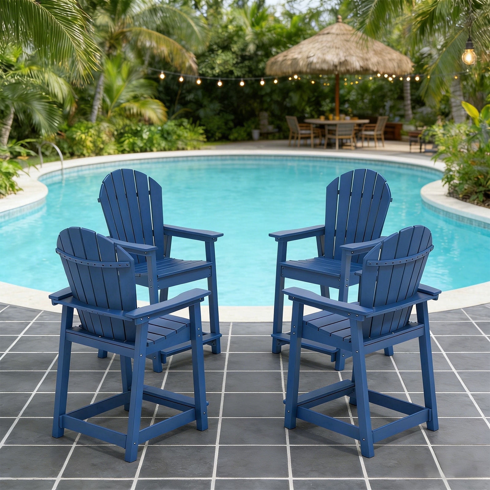 OTSUN Tall Modern Adirondack Chair, All Weather HDPE Bar Height Adirondack Stools Widened Durable Design for Porch Patio Yard Lawn Fire Pit Bistro Basement Indoors & Outdoors