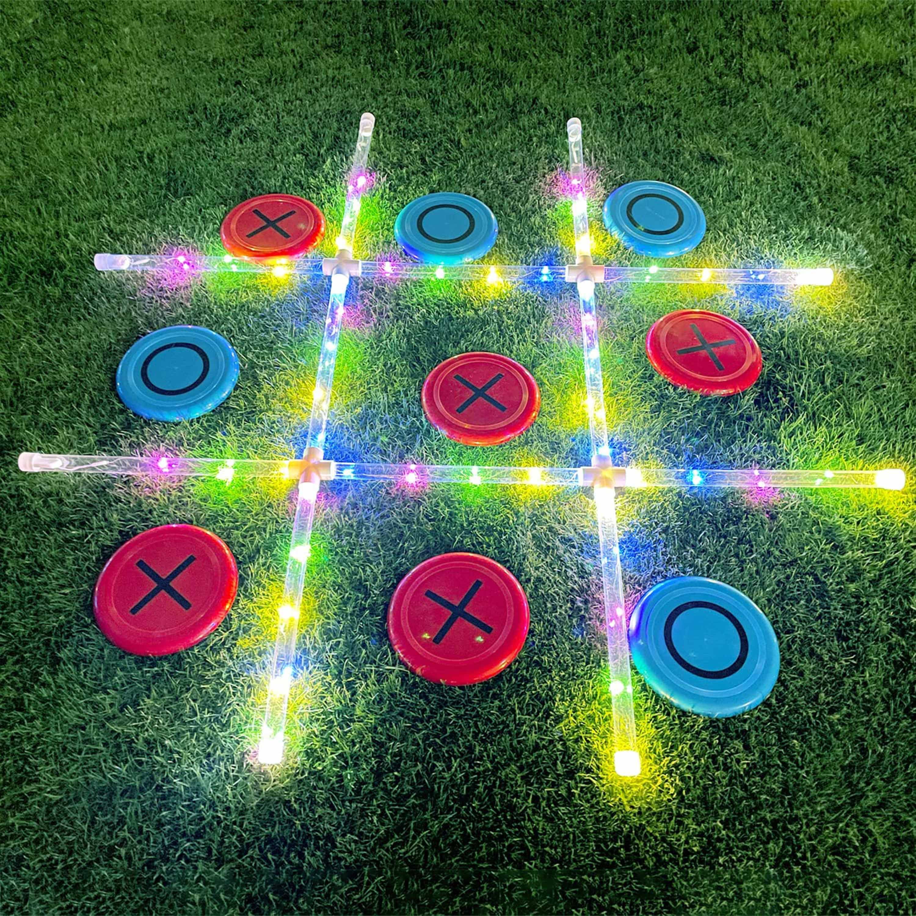 Amazon.com : Poen 3 Sets Tic Tac Toe Game Ring Toss Games and 2 in 1 Limbo  Game Yard Games for Adults Kids Glow in Dark Giant Yard Games with LED Light