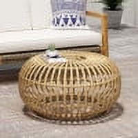 OTTAWA Coffee Table-Bohemian Faux Rattan Weave Accent Table for Indoor Outdoor Use, Handcrafted Round Side Table for Living Room, Patio, Garden,Light Brown Color
