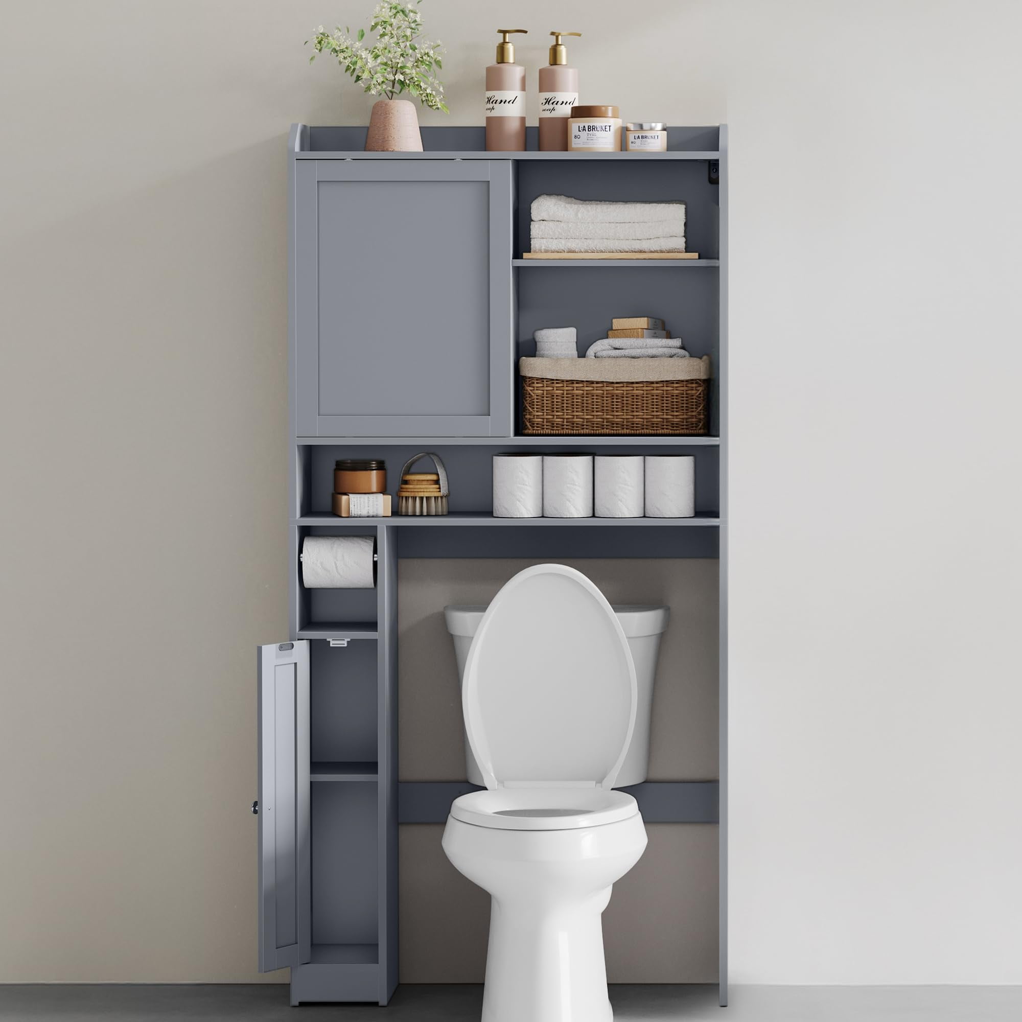 OTTD Storage Shelf w/ Sliding Door, Bathroom Cabinet Organizer ...