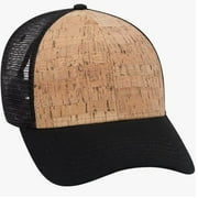 OTTO 6 Panel Cork Mesh Back Cap - Black/Cork/Black SnapBack Hat
