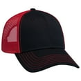 thumbnail image 1 of OTTO 6 Panel Low Profile Contrast Vertical Mesh Back Cap - Blk/Blk/Red, 1 of 2