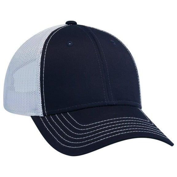 OTTO 6 Panel Low Profile Contrast Vertical Mesh Back Cap - Nvy/Nvy/Wht