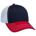 thumbnail image 1 of OTTO 6 Panel Low Profile Contrast Vertical Mesh Back Cap - Red/Nvy/Wht, 1 of 2
