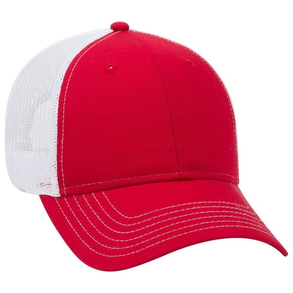 OTTO 6 Panel Low Profile Contrast Vertical Mesh Back Cap - Red/Red/Wht