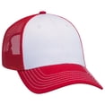 thumbnail image 1 of OTTO 6 Panel Low Profile Contrast Vertical Mesh Back Cap - Red/Wht/Red, 1 of 2