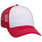 OTTO 6 Panel Low Profile Contrast Vertical Mesh Back Cap - Red/Wht/Red