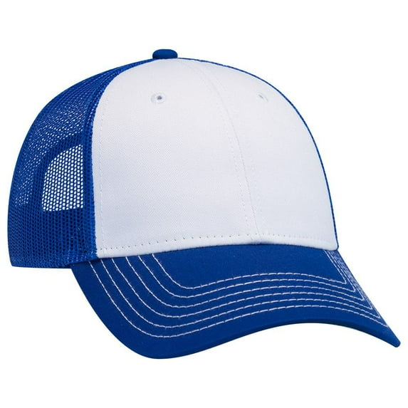 OTTO 6 Panel Low Profile Contrast Vertical Mesh Back Cap - Ryl/Wht/Ryl