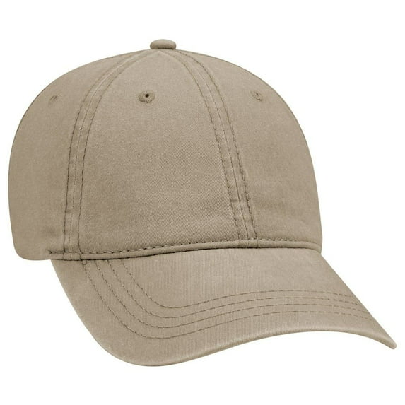 OTTO 6 Panel Low Profile Garment Washed Pigment Dyed Baseball Cap - Khaki
