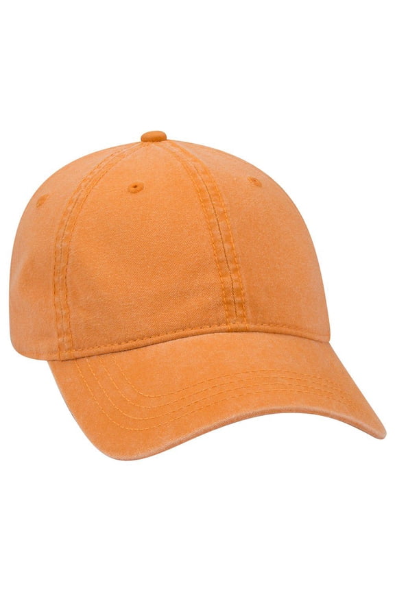 OTTO 6 Panel Low Profile Garment Washed Pigment Dyed Baseball Cap - Pkn. Orange