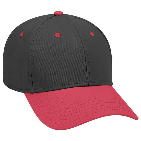 OTTO 6 Panel Low Profile Superior Cotton Twill Cap - Red/Blk/Blk
