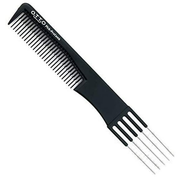 OTTO: 7.5" Five Metal Prong Comb Pin Tail comb Carbon Fiber Anti Static Heat Resistant Pack of 6