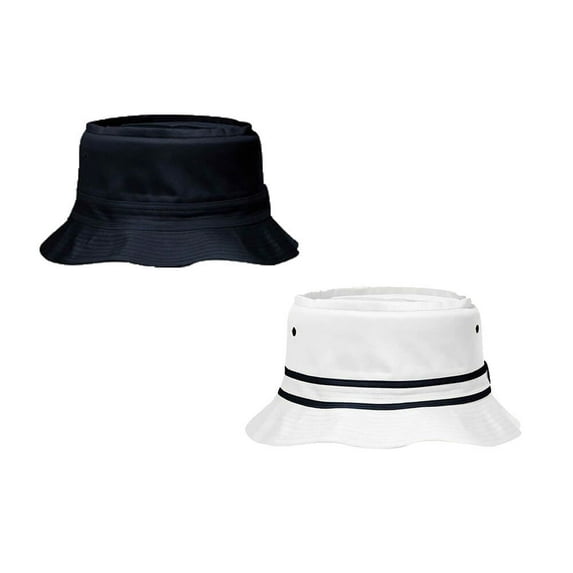 OTTO CAP 100% Cotton Twill Fishing Hunting Summer Travel Bucket Cap Hat, 2 Hats Set, Black, White/Black, M (58cm/22.8")