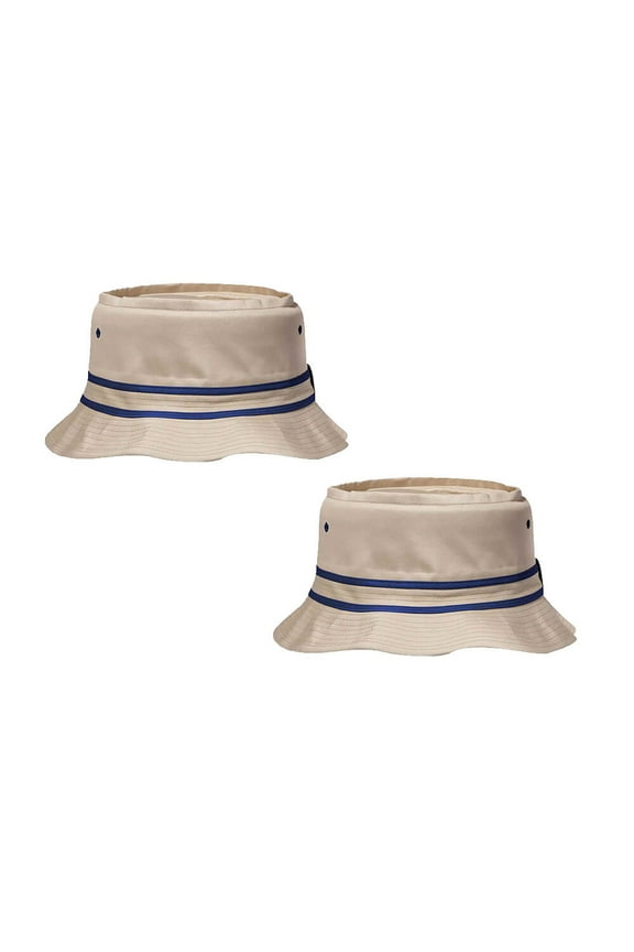 OTTO CAP 100% Cotton Twill Fishing Hunting Summer Travel Bucket Cap Hat, 2 Hats Set, Khaki/Navy, M (58cm/22.8")
