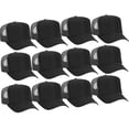 thumbnail image 1 of Couver 5 Panel High Crown Back Split Mesh Polyester Foam Trucker Hat, Black Charcoal Grey, 12 Count, 1 of 7