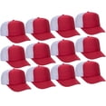 thumbnail image 1 of Couver 5 Panel High Crown Back Split Mesh Polyester Foam Trucker Hat, Red White, 12 Count, 1 of 7