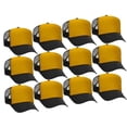 thumbnail image 1 of Couver 5 Panel High Crown Front Split Mesh Polyester Foam Trucker Hat, Gold Black, 12 Count, 1 of 7