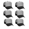 thumbnail image 1 of Couver 5 Panel High Crown Front Split Mesh Polyester Foam Trucker Hat, Black Grey Black, 6 Count, 1 of 7