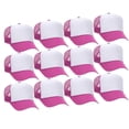 thumbnail image 1 of Couver 5 Panel High Crown Front Split Mesh Polyester Foam Trucker Hat, Hot Pink White Hot Pink, 12 Count, 1 of 7